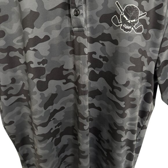 Tattoo Polo Golf Shirt Mens Large Black Gray Camo Collection Performance Stretch - Picture 4 of 6